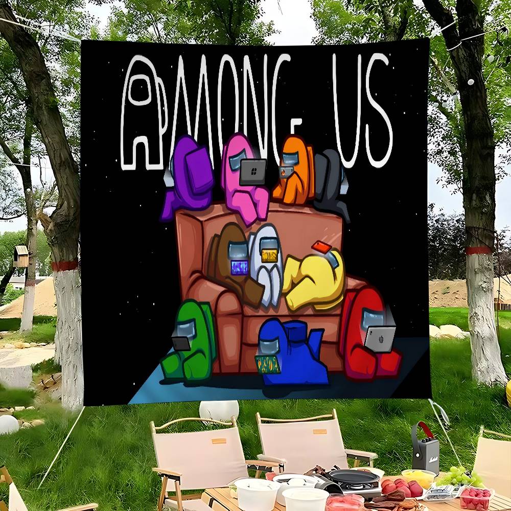 Retro Gaming Banner - Cartoon Game A-Among-US Retro Flags Multiple