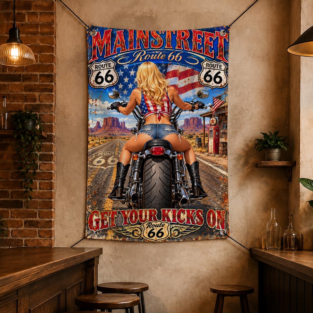 Retro Gaming Banner - Retro Travel R-Route 66 Vintage Banner