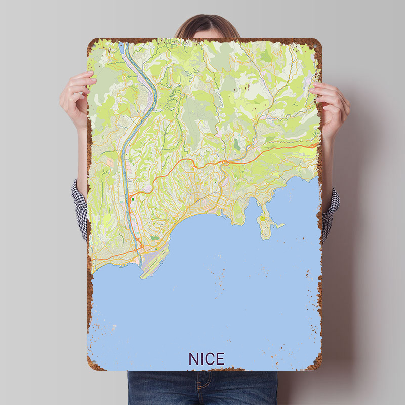 Map of Nice France Printed Pos - Retro Gaming France ulasan dan harga