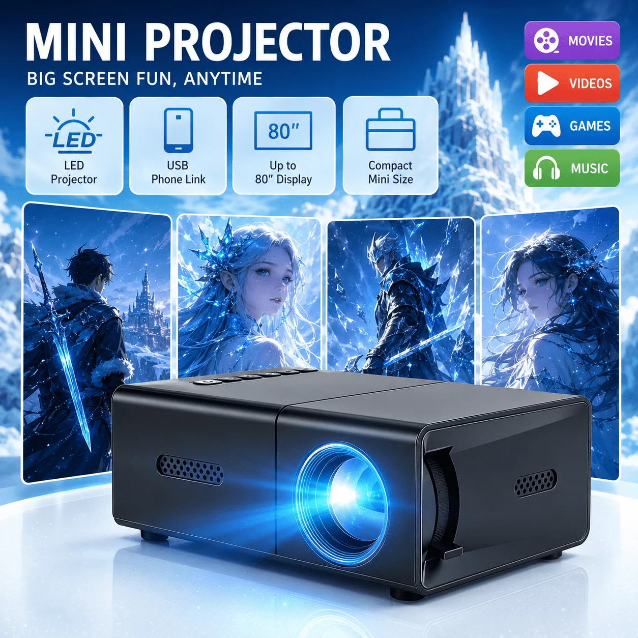 Mini portable projector, compa - Retro Gaming Projector ulasan dan harga