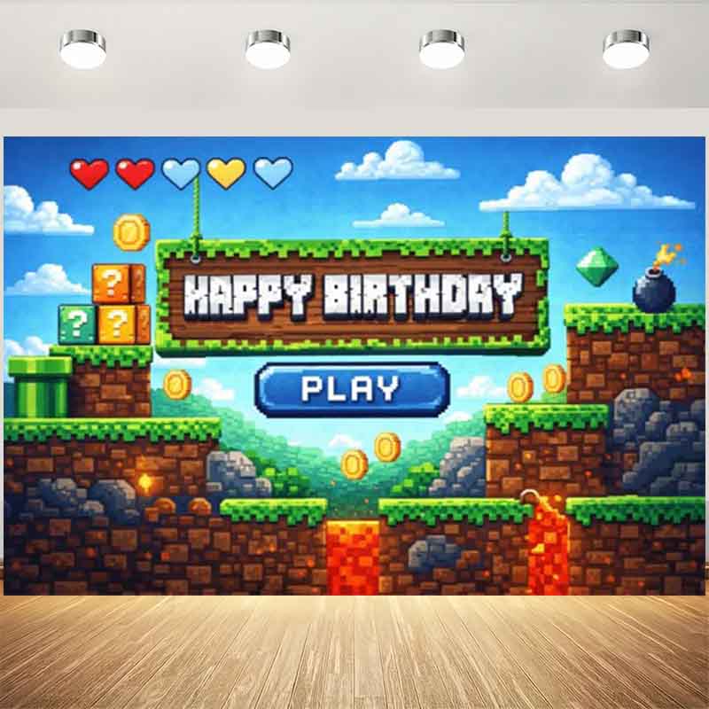Pixel Video Game Birthday Back - Retro Gaming Banner ulasan dan harga