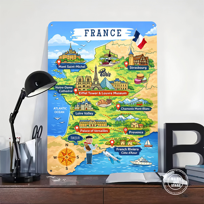 France Travel Map Cartoon Meta - Retro Gaming France ulasan dan harga