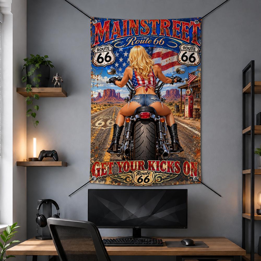 Retro Travel R-Route 66 Vintag - Retro Gaming Banner ulasan dan harga